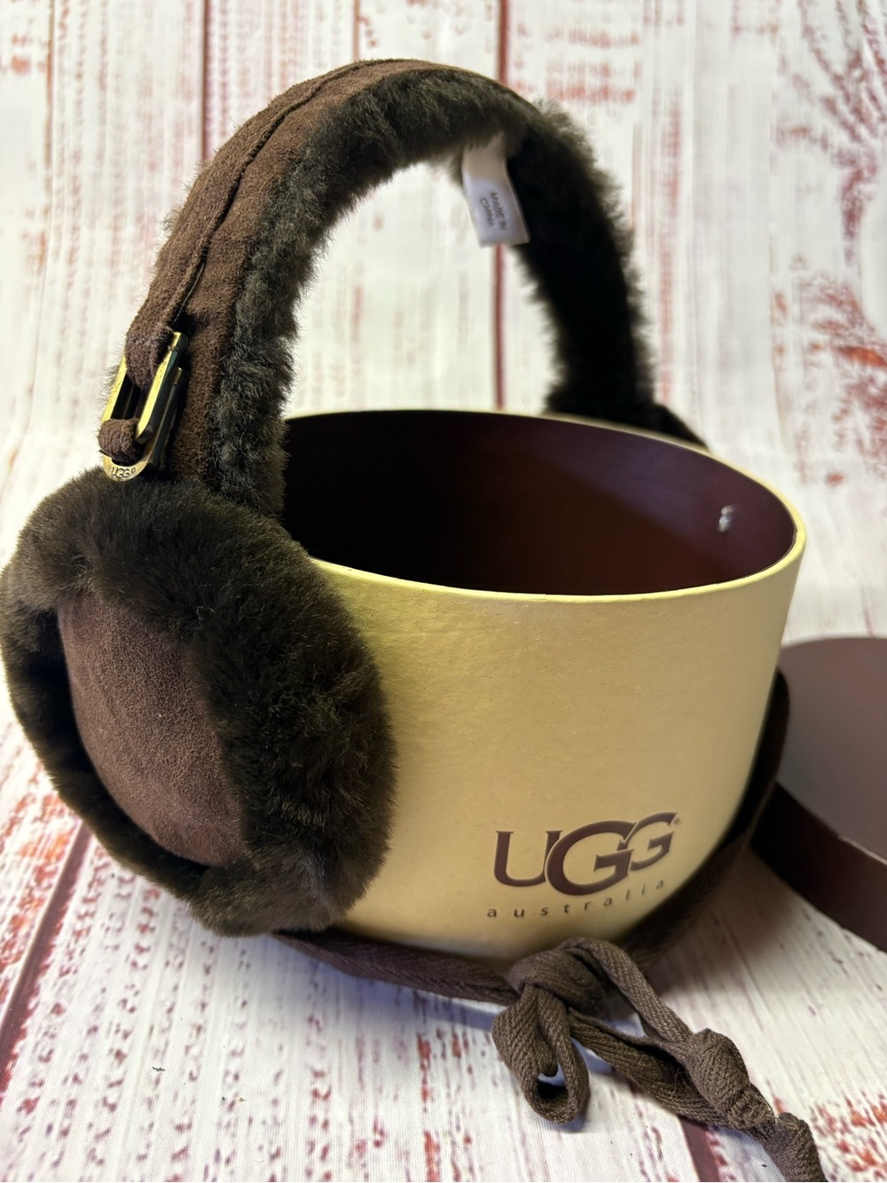UGG Kids Chocolate Brown Shearling Ear Muffs